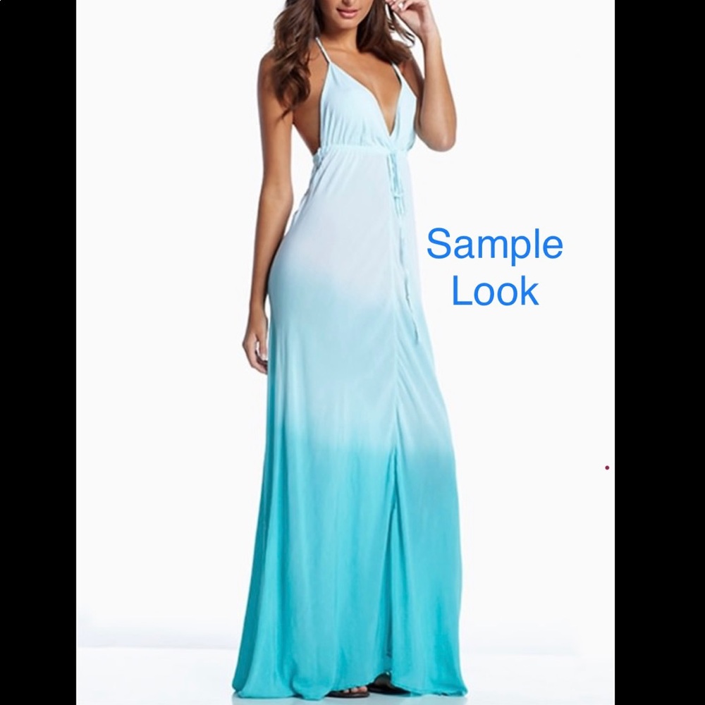 Low back halter dress tri-color pink